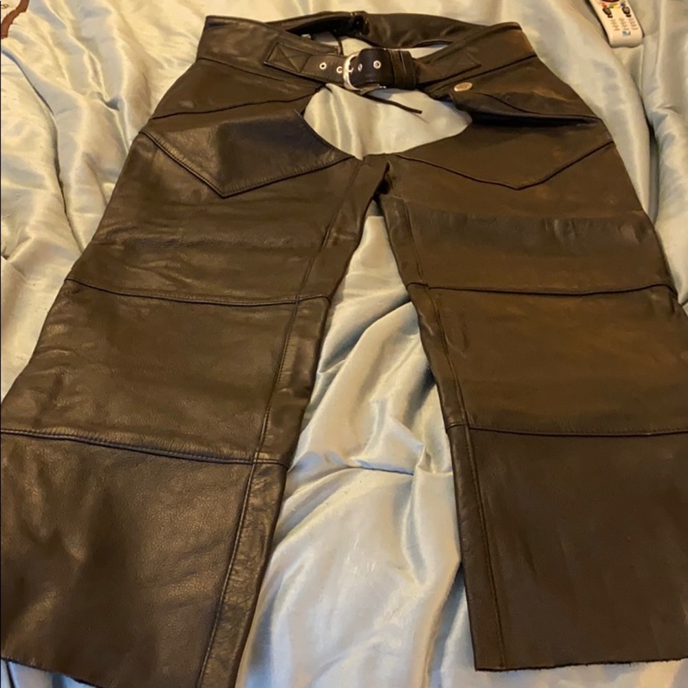 Black leather chaps